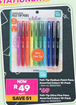 Felt-Tip Ultra Fine Point Pens Assorted Colors 10-Pack