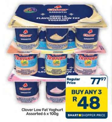 Clover Low Fat Yoghurt Assorted 6 x 100g