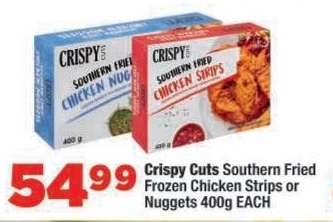 Crispy Cuts Southern Fried Frozen Chicken Strips or Nuggets