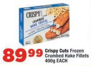 Crispy Cuts Frozen Crumbed Hake Fillets