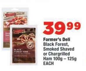 Farmer’s Deli Black Forest, Smoked Shaved or Chargrilled Ham