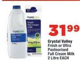 Crystal Valley Fresh or Ultra-Pasteurised Full Cream Milk