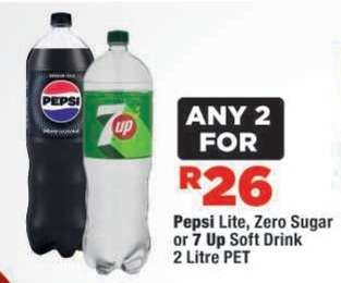 Pepsi Lite, Zero Sugar or 7 Up Soft Drink