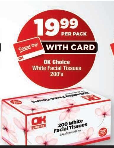 OK Choice White Facial Tissues 200's