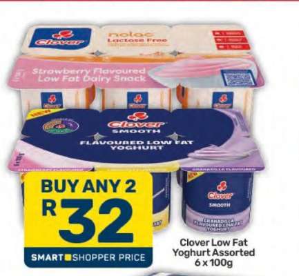 Clover Low Fat Yoghurt Assorted 6 x 100g