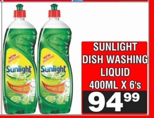 SUNLIGHT DISH WASHING LIQUID 400ML X 6's