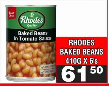 RHODES BAKED BEANS 410G X 6's