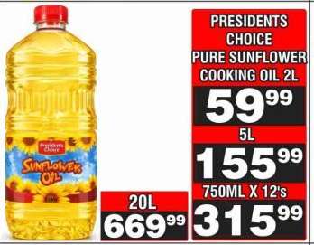 PRESIDENTS CHOICE PURE SUNFLOWER COOKING OIL 2L