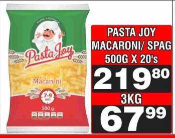 PASTA JOY MACARONI/ SPAG 500G X 20's