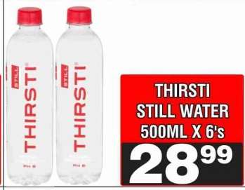 THIRSTI STILL WATER 500ML X 6's