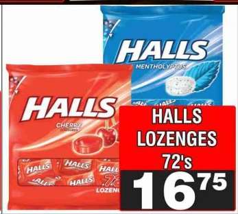 HALLS LOZENGES 72's
