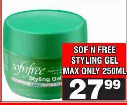 SOF N FREE STYLING GEL MAX ONLY 250ML