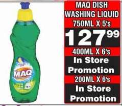 MAQ Dish Washing Liquid 750ML X 5's
