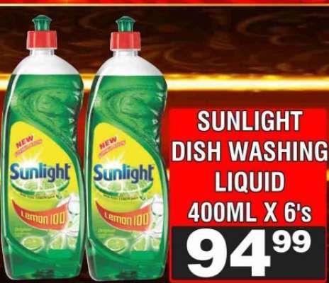 SUNLIGHT DISH WASHING LIQUID 400ML X 6's