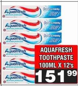 AQUAFRESH TOOTHPASTE 100ML X 12's