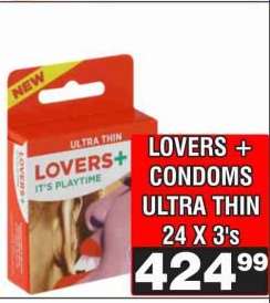LOVERS + CONDOMS ULTRA THIN 24 X 3's