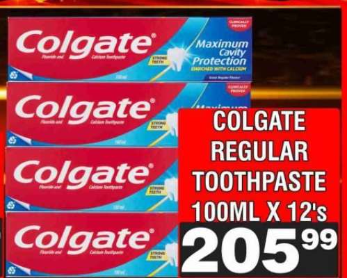 COLGATE REGULAR TOOTHPASTE 100ML X 12's