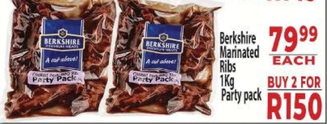 Berkshire Marinated Ribs 1Kg Party pack