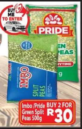 Imbo/Pride Green Split Peas 500g