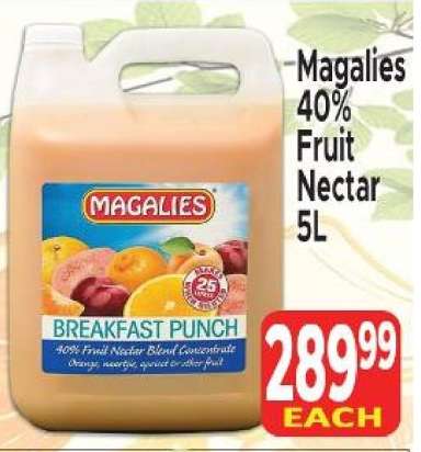 Magalies 40% Fruit Nectar 5L