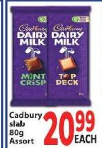 Cadbury slab 80g Assort