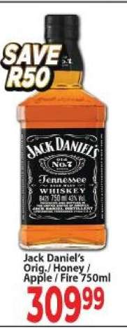 Jack Daniel's Orig./Honey/Apple/Fire 750ml