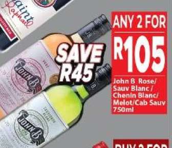 John B Rose/Sauv Blanc/Chenin Blanc/Merlot/Cab Sauv 750ml