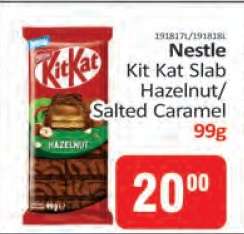 Nestle Kit Kat Slab Hazelnut/Salted Caramel 99g