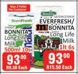 Bonnita Long Life Milk 500ml 10s