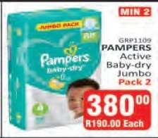 PAMPERS Active Baby-dry Jumbo Pack 2