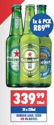 Heineken Lager, Silver or 0% Bottles
