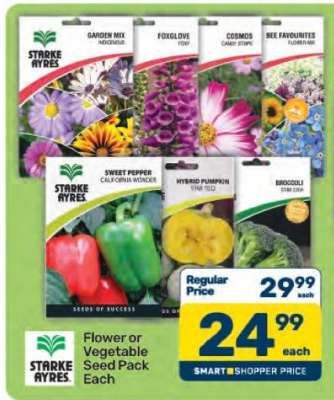 Flower or Vegetable Seed Pack Each