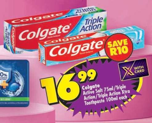 Colgate Active Salt 75ml/Triple Action/Triple Action Xtra Toothpaste 100ml each