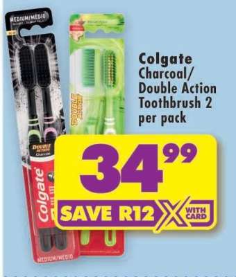 Colgate Charcoal/Double Action Toothbrush 2 per pack