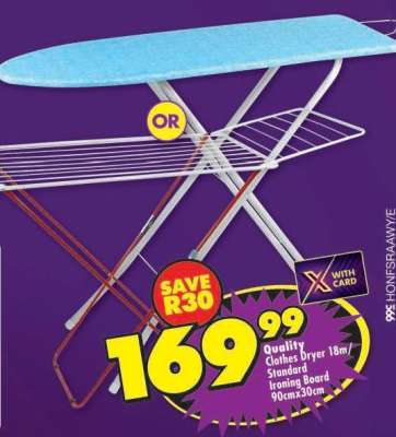 Quality Clothes Dryer 18m / Standard Ironing Board 90cm x 30cm