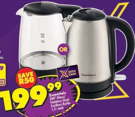 Xssentials 360° Glass/ Stainless Steel Cordless Kettle 1.7ℓ each