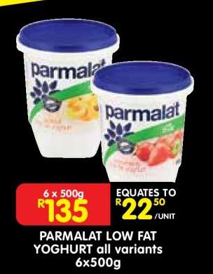 PARMALAT LOW FAT YOGHURT all variants 6x500g
