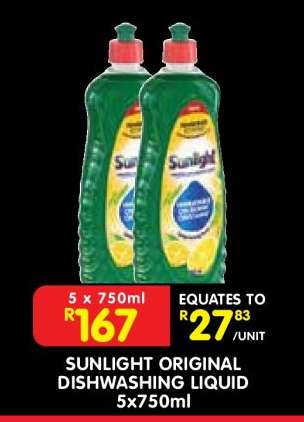 SUNLIGHT ORIGINAL DISHWASHING LIQUID 5x750ml