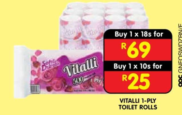 VITALLI 1-PLY TOILET ROLLS