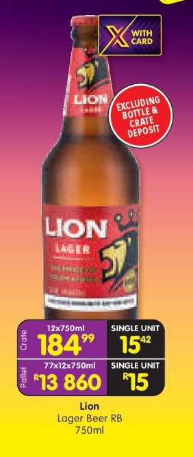 Lion Lager Beer RB 750ml