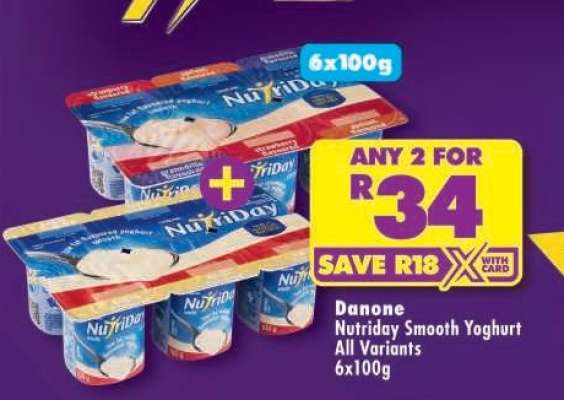 DANONE NUTRIDAY SMOOTH YOGHURT all variants 6x100g