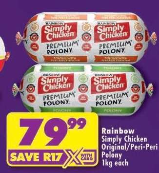 RAINBOW SIMPLY CHICKEN ORIGINAL/ PERI-PERI POLONY