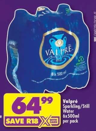 Valpré Sparkling/Still Water 6x500ml per pack