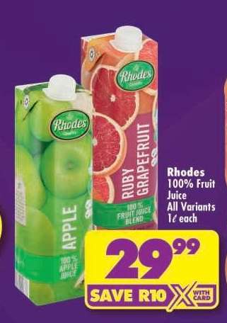 RHODES 100% FRUIT JUICE