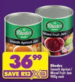 Rhodes Smooth Apricot/Mixed Fruit Jam