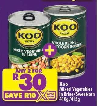 Koo Mixed Vegetables in Brine/Sweetcorn