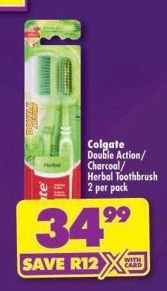 Colgate Double Action/Charcoal/Herbal Toothbrush 2 per pack