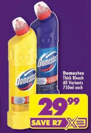 DOMESTOS THICK BLEACH all variants 750ml each