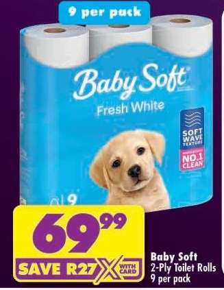 Baby Soft 2-Ply Toilet Rolls 9 per pack