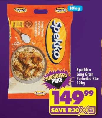 Spekko Long Grain Parboiled Rice 10kg